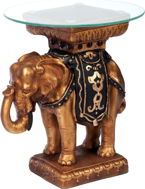 Elephant Glass Topped Side Table